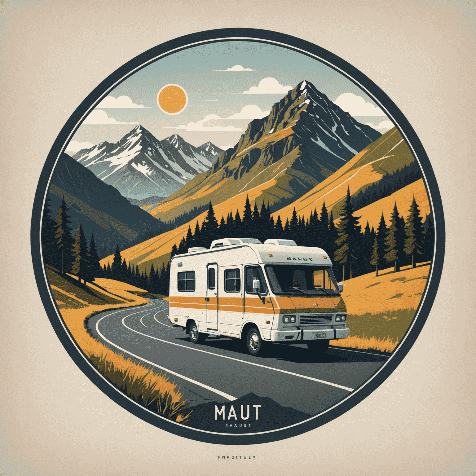 Maut-Travel logo featuring a stylized motorhome on a scenic road